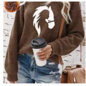 Brown Horse Graphic Sweater